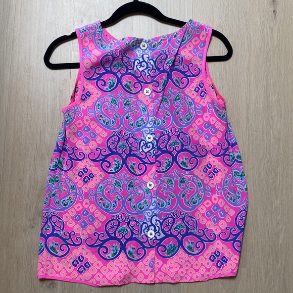 Lilly Pulitzer Iona Blouse Womens XS Silk Behind The Gates Sleeveless Pink - Picture 4 of 6